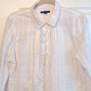 Tommy Hilfiger buttondown cotton blouse w/ ruffle